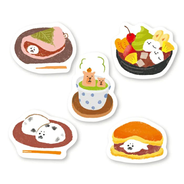 Furukawa Paper Okashina Dobutsu Flake Stickers - Wagashi