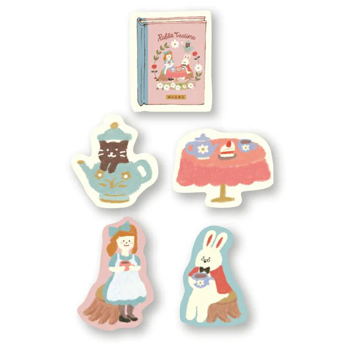 Furukawa Paper Flake Stickers - Rabbit Tea Time