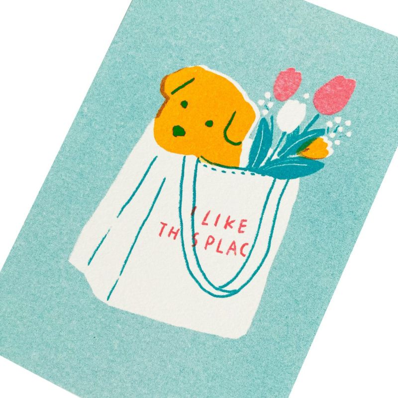 Dog in Tote Riso Postcard · Furukawashiko