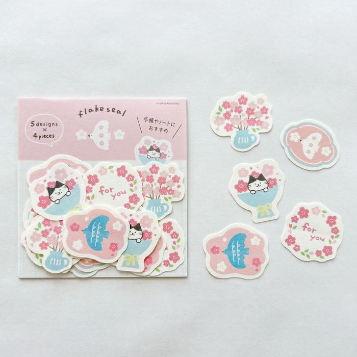 Cat Sakura / Washi Flake Stickers · Furukawashiko