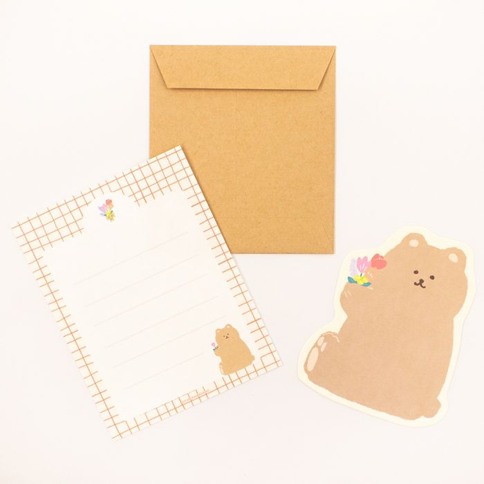 Fluffy Bear / Die Cut Mini Letter Set · Furukawashiko