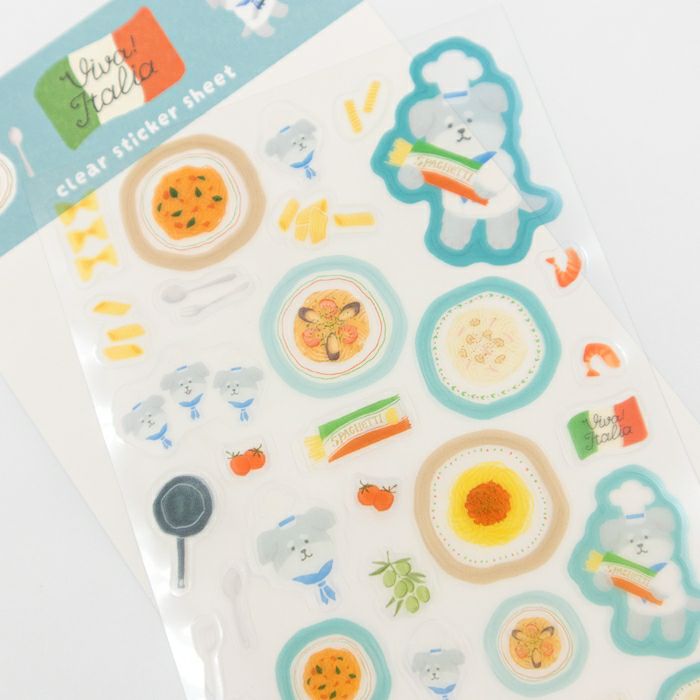 Viva! Italia Pasta Dog Transparent Sticker Sheet · Furukawashiko