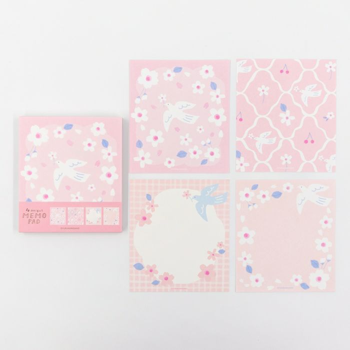 Sakura & White Bird Memo Pad · Furukawashiko