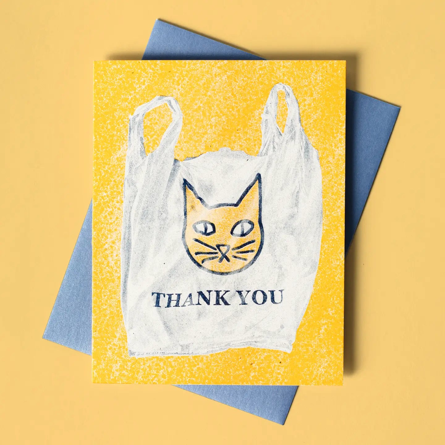 Thank You Cat Bag Risograph Card · Bromstad Printing Co.
