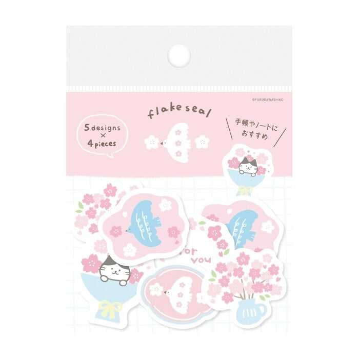 Cat Sakura / Washi Flake Stickers · Furukawashiko