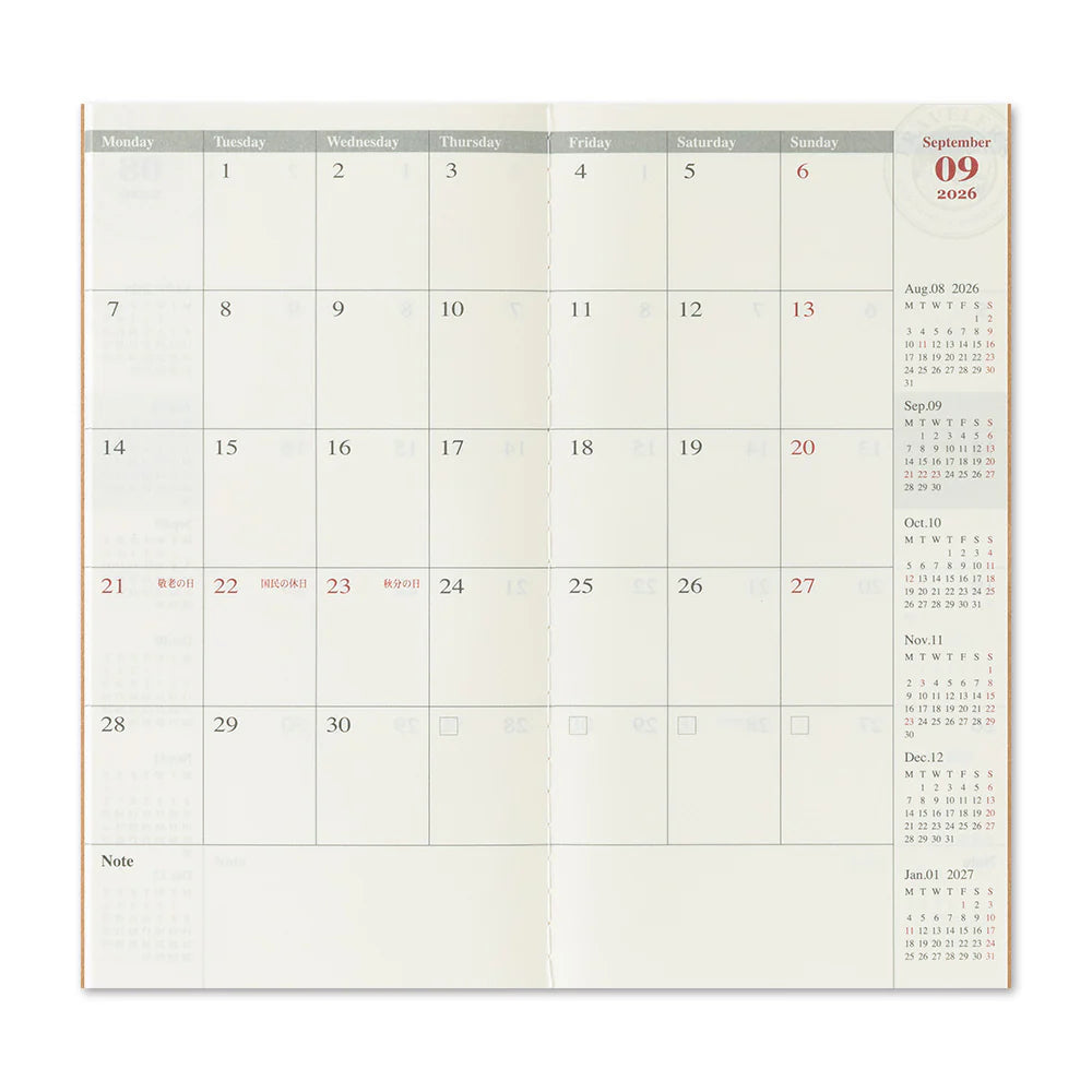2026 TRAVELER'S Diary Monthly (Regular Size)