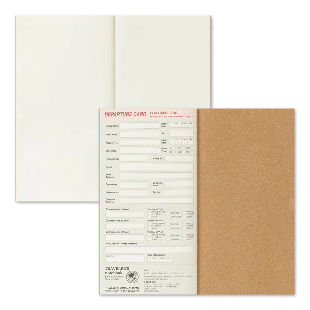 2026 TRAVELER'S Diary Monthly (Regular Size)