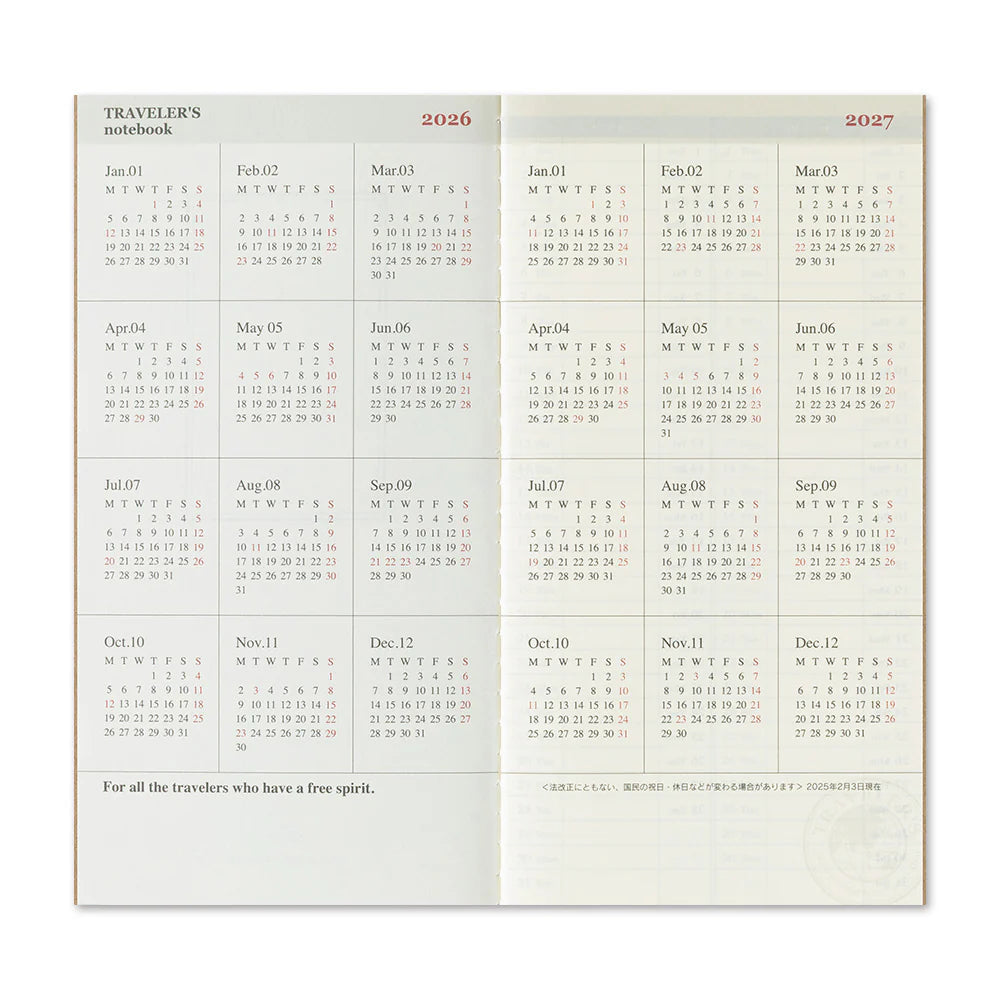2026 TRAVELER'S Diary Weekly + Memo (Regular Size)