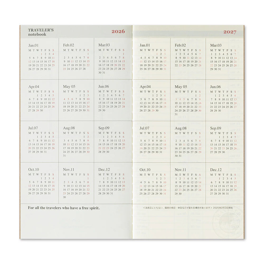 2026 TRAVELER'S Diary Weekly Vertical (Regular Size)