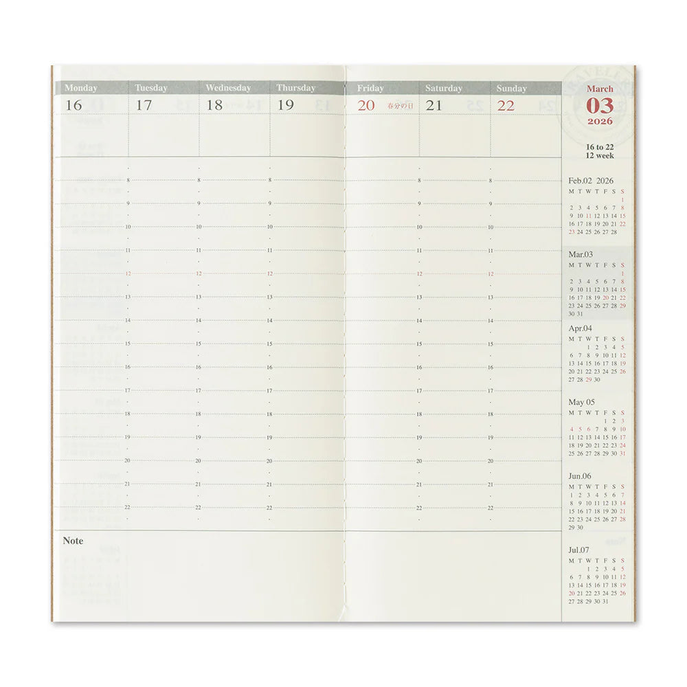 2026 TRAVELER'S Diary Weekly Vertical (Regular Size)