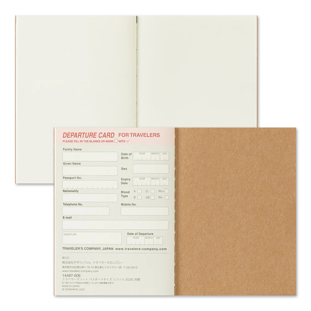 2026 TRAVELER'S Diary Monthly (Passport Size)