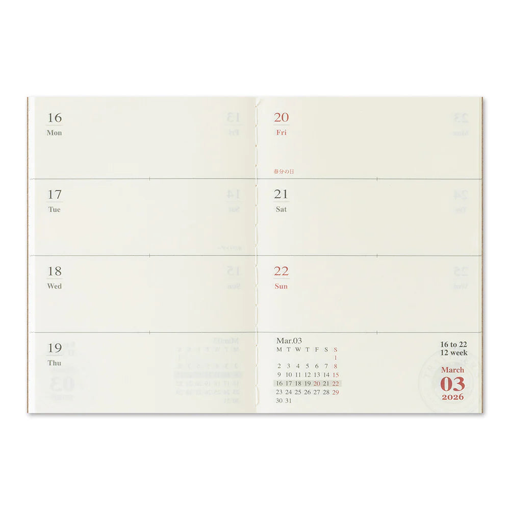 2026 TRAVELER'S Diary Weekly (Passport Size)