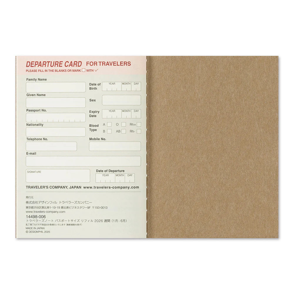 2026 TRAVELER'S Diary Weekly (Passport Size)