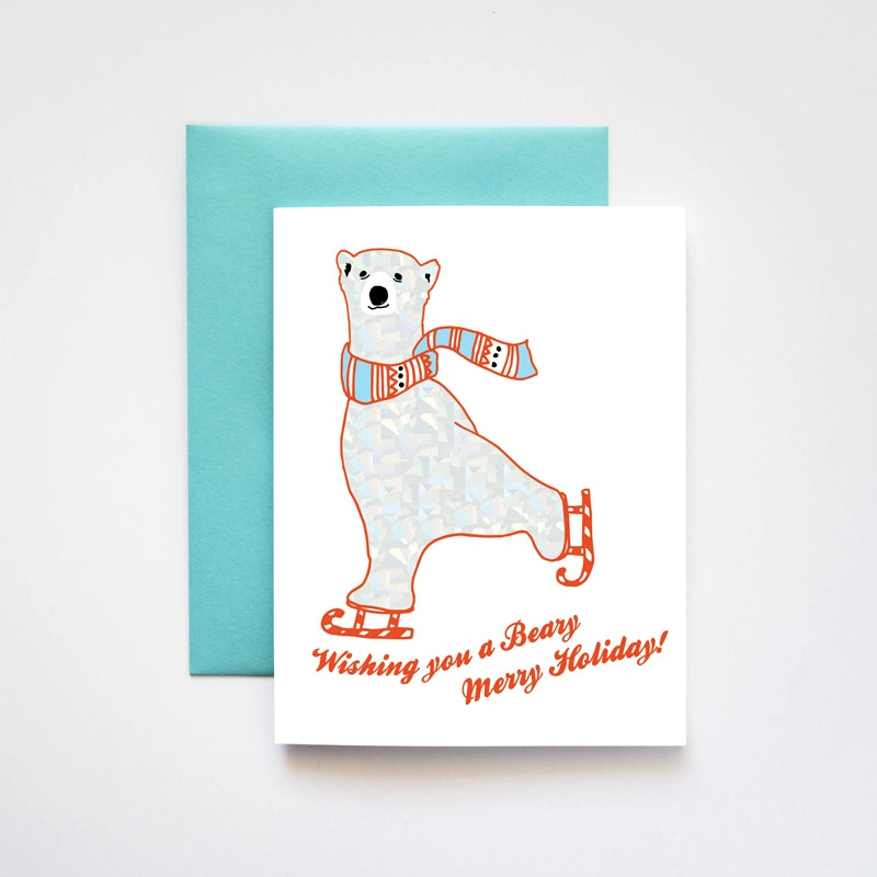 Polar Bear Beary Merry Xmas Greeting Card / Ilootpaperie