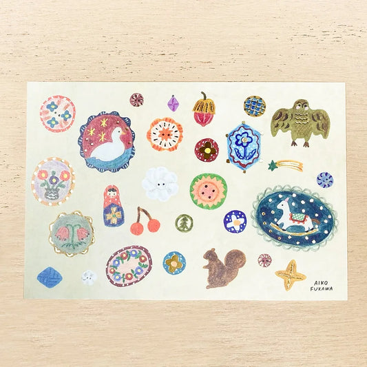 Brooch Foil Stamped Postcard / Aiko Fukawa · Cozyca