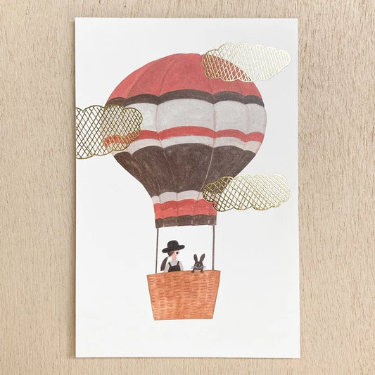 Hot Air Balloon Foil Stamped Postcard / Necktie · Cozyca
