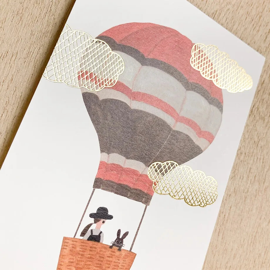Hot Air Balloon Foil Stamped Postcard / Necktie · Cozyca