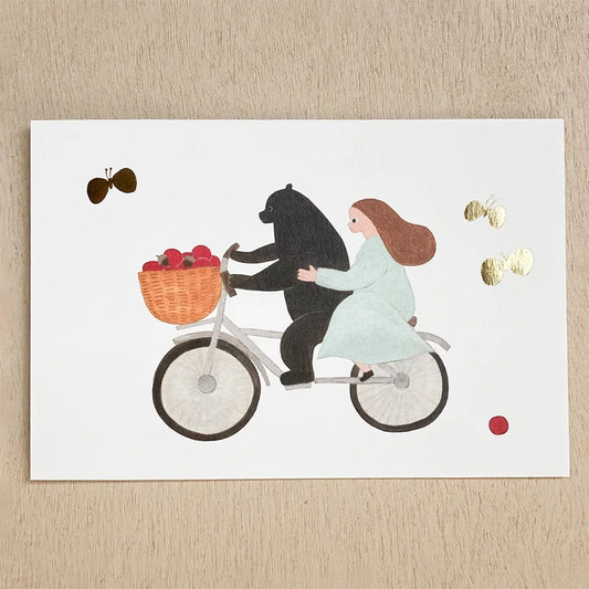 Bicycle Ride Foil Stamped Postcard / Necktie · Cozyca