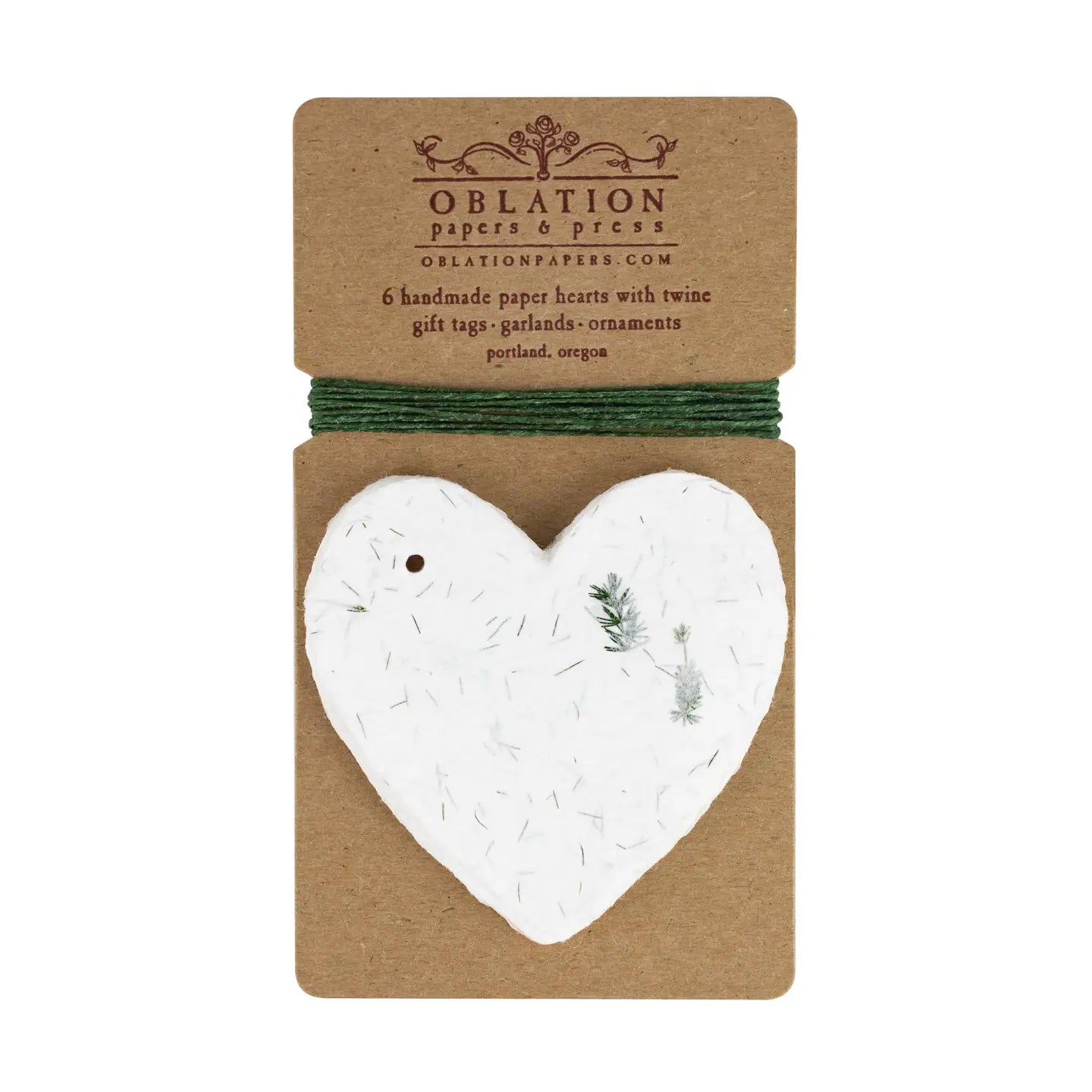 Fern Petite Handmade Paper Heart Tag · Oblation Papers & Press