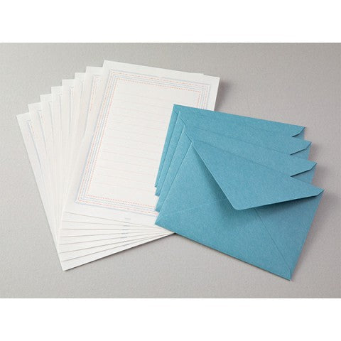 Midori Letterpress Letter Set - Blue Frame