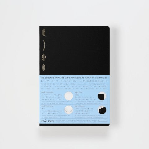 Stalogy 365 Days Notebook Dotted A5 - Black