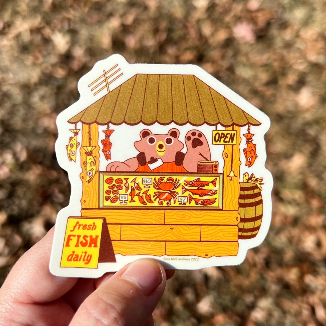 Fresh Fish, Caught with Bear Hands Sticker