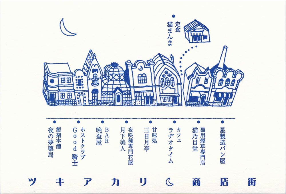 Tsukiakari Shopping Street Map Postcard / Kyupodo