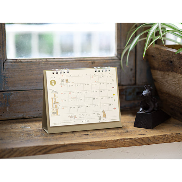 2026 Cat Desk Ring Calendar · Midori