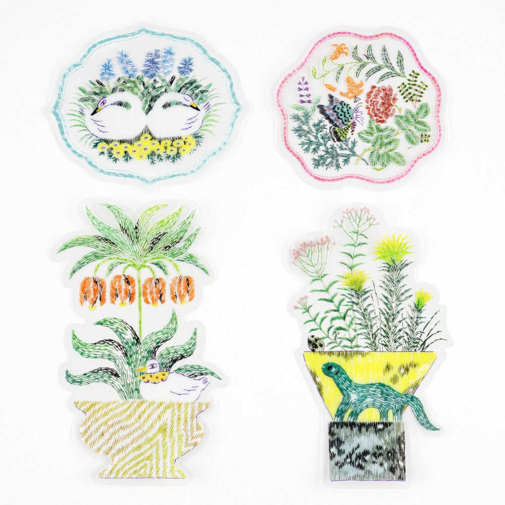 iyo okumi: Transparent Embroidery Sticker Set 《My Garden》 · Hobonichi