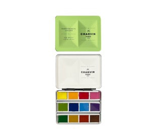 Aquarelle Extra Fine 12 Half Pans Vert Watercolor Box · Charvin Arts