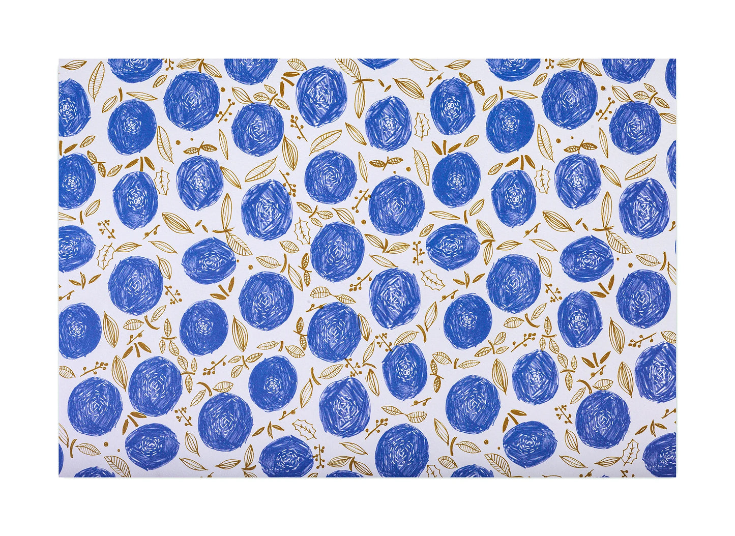 Blue and Yellow Ocher Flower Pattern Wrapping Paper · Regaro Papiro