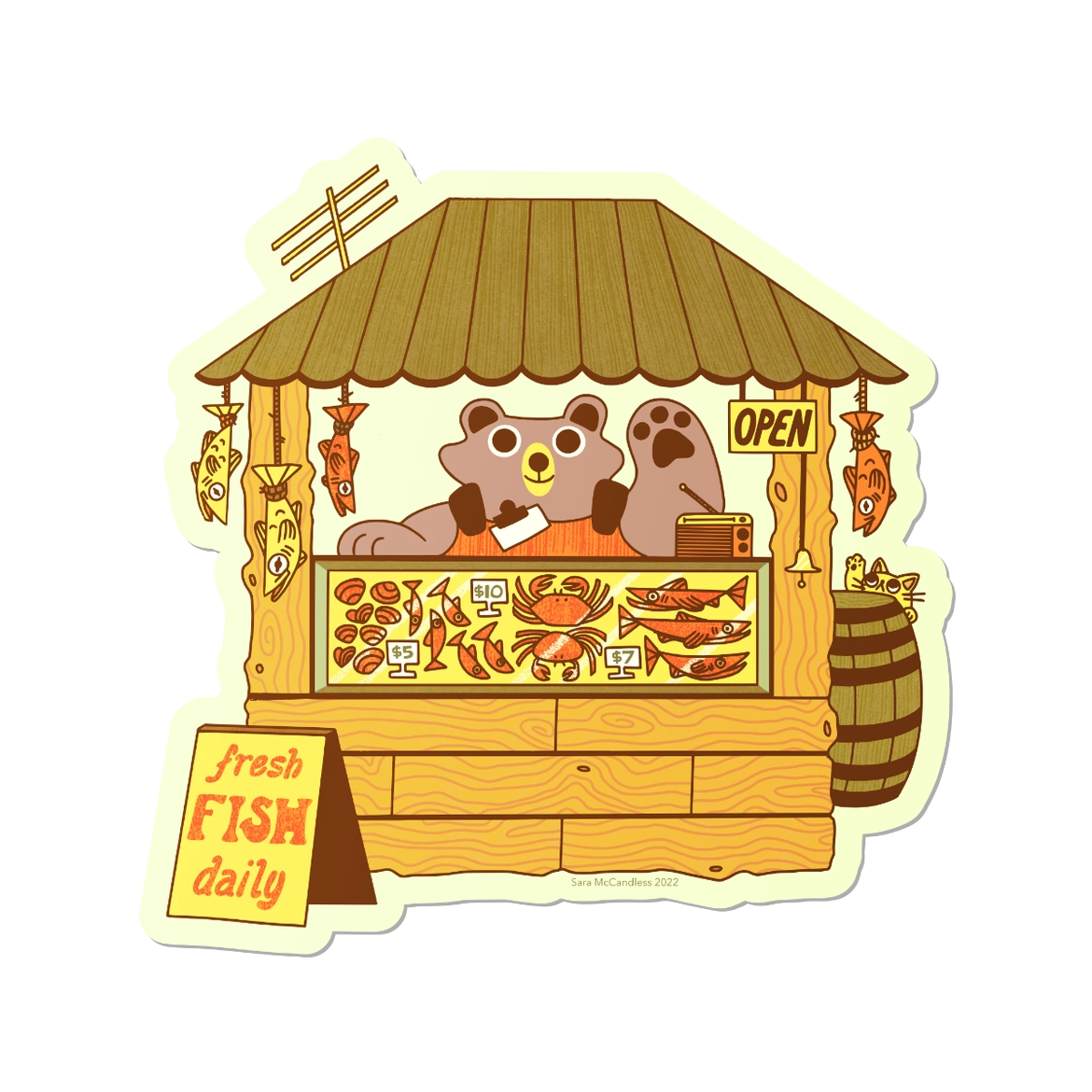 Fresh Fish, Caught with Bear Hands Sticker