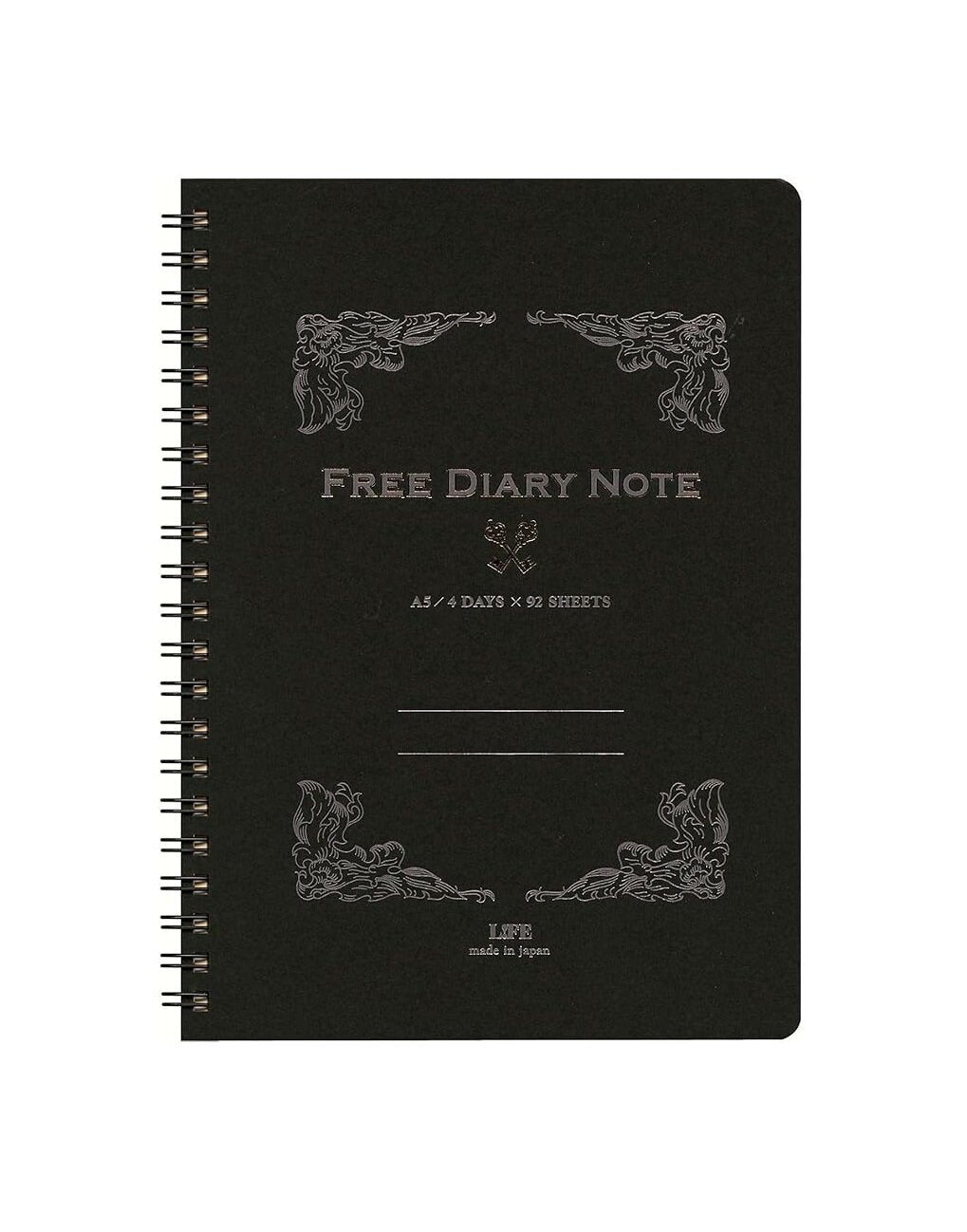 Life Free Diary Note / Black Embossed
