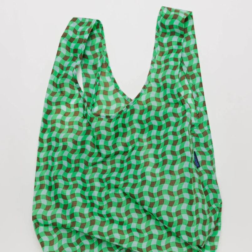 Wavy Gingham Green / Standard Baggu