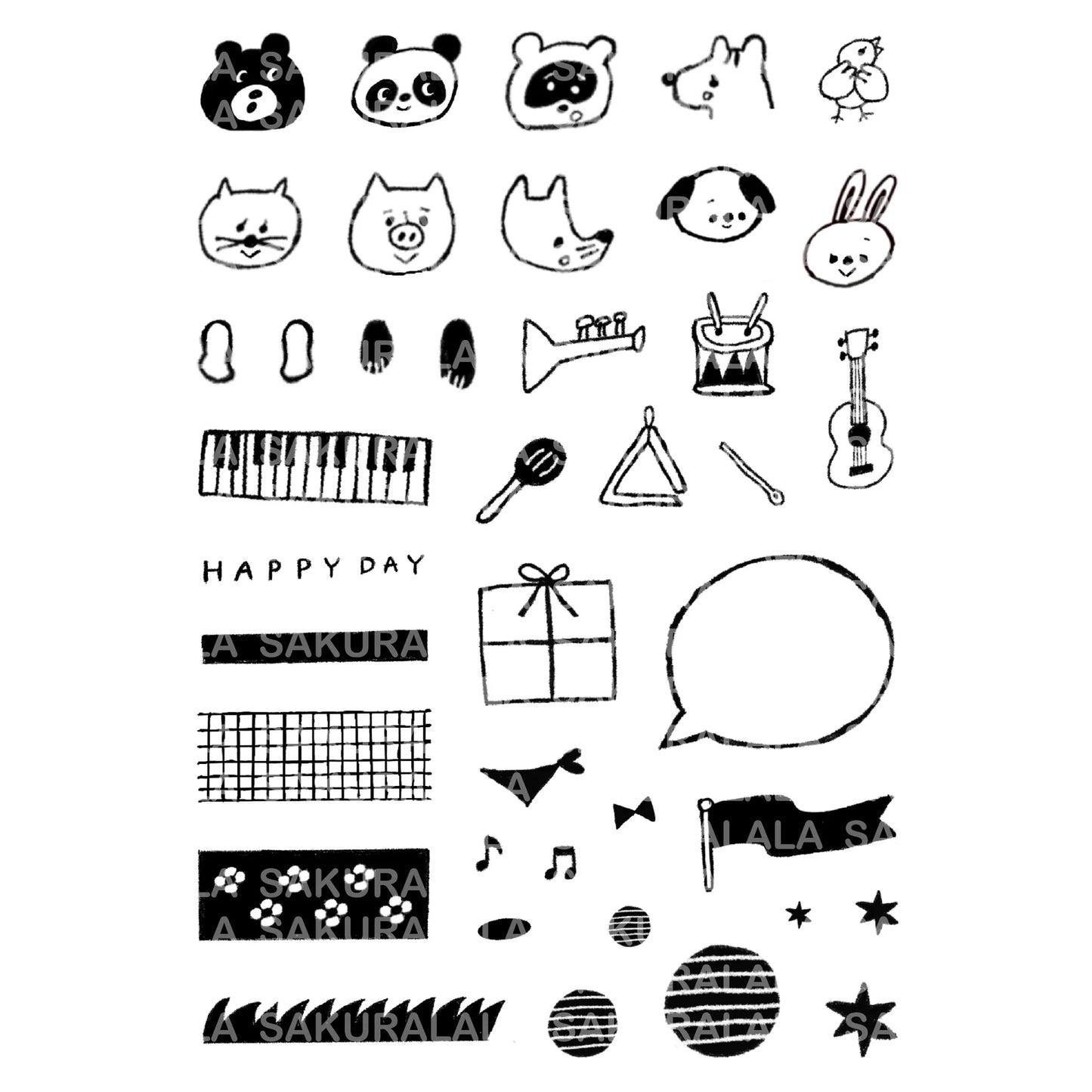 963hanko x Sakuralala Animal Band Clear Stamps · Sakuralala
