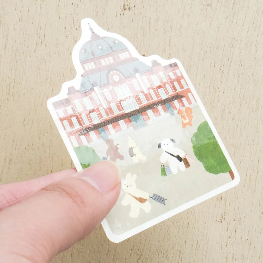 sticker stickers gloss finish vinyl tokyo station japan train stop bear bunny dog cute passenger travel commute