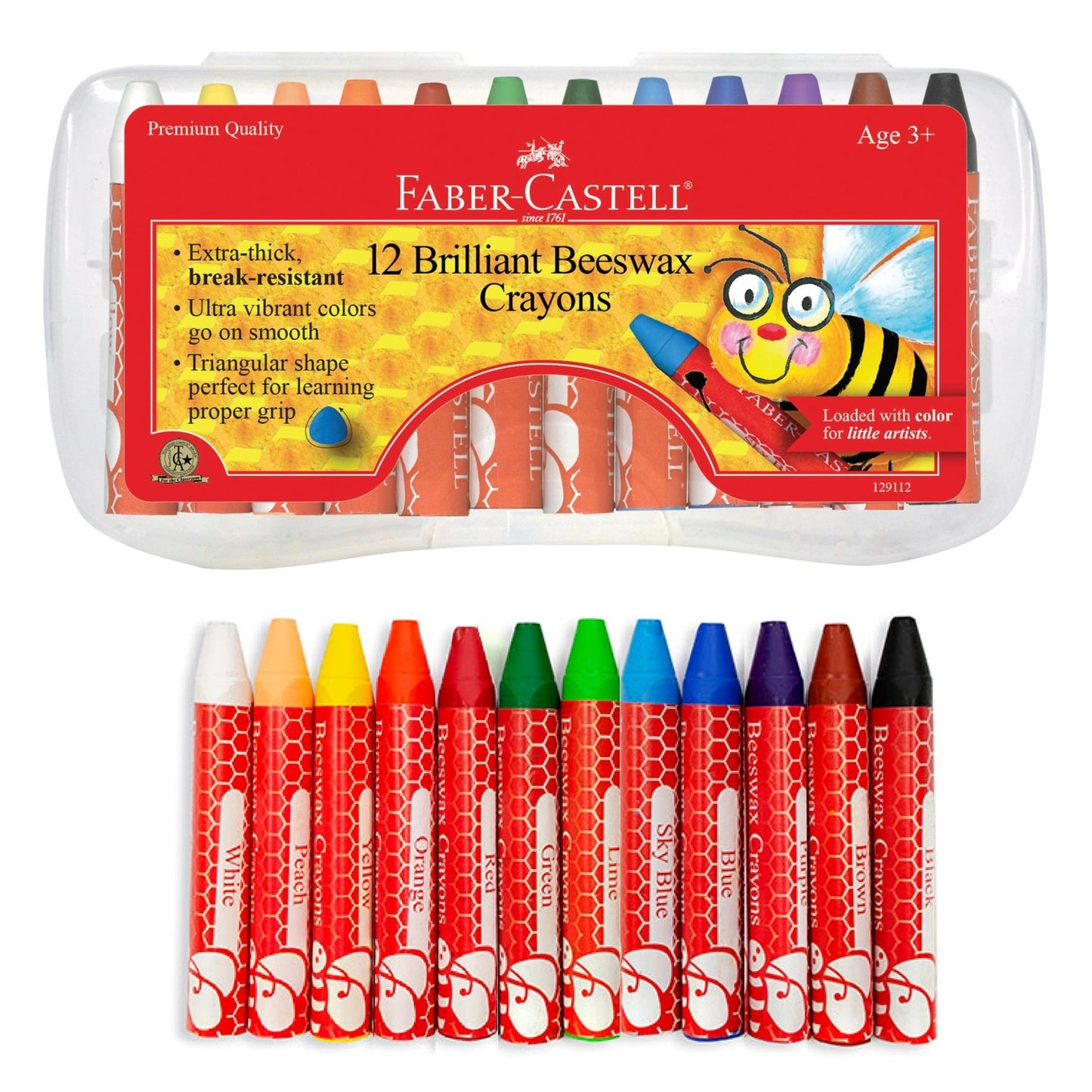 12 Brilliant Beeswax Crayons in Storage Case For Kids · Faber-Castell