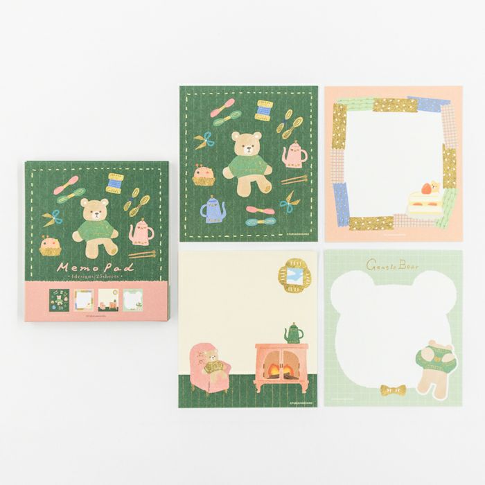 Knitting and Bear Memo Pad · Furukawashiko