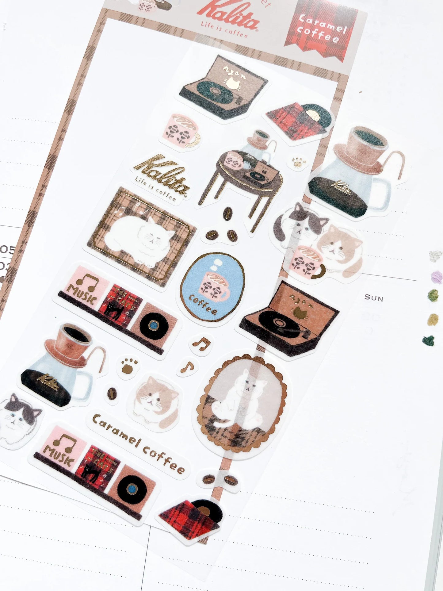 Caramel Coffee Foil Sticker Sheet · Furukawashiko