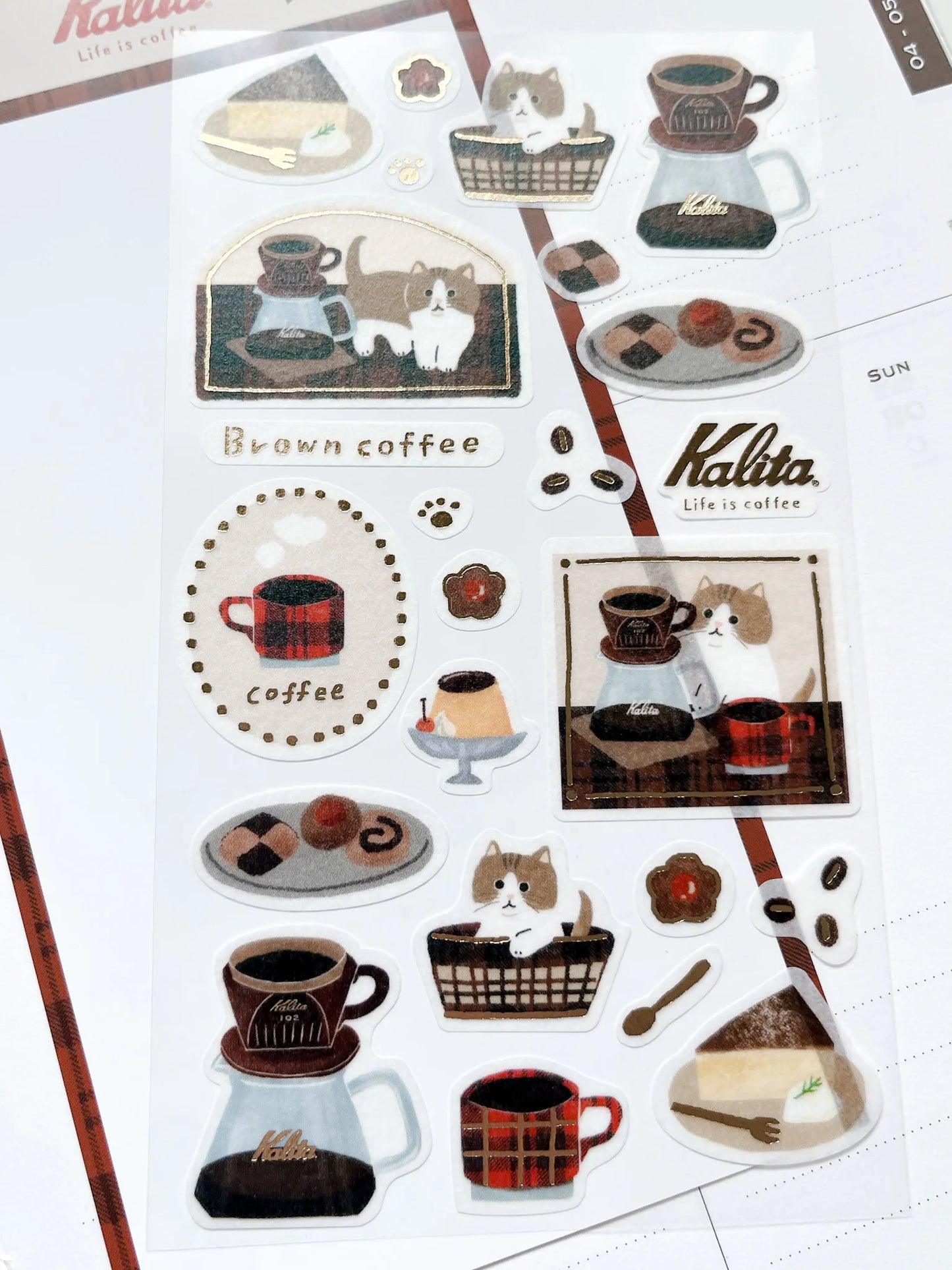 Brown Coffee Foil Sticker Sheet · Furukawashiko