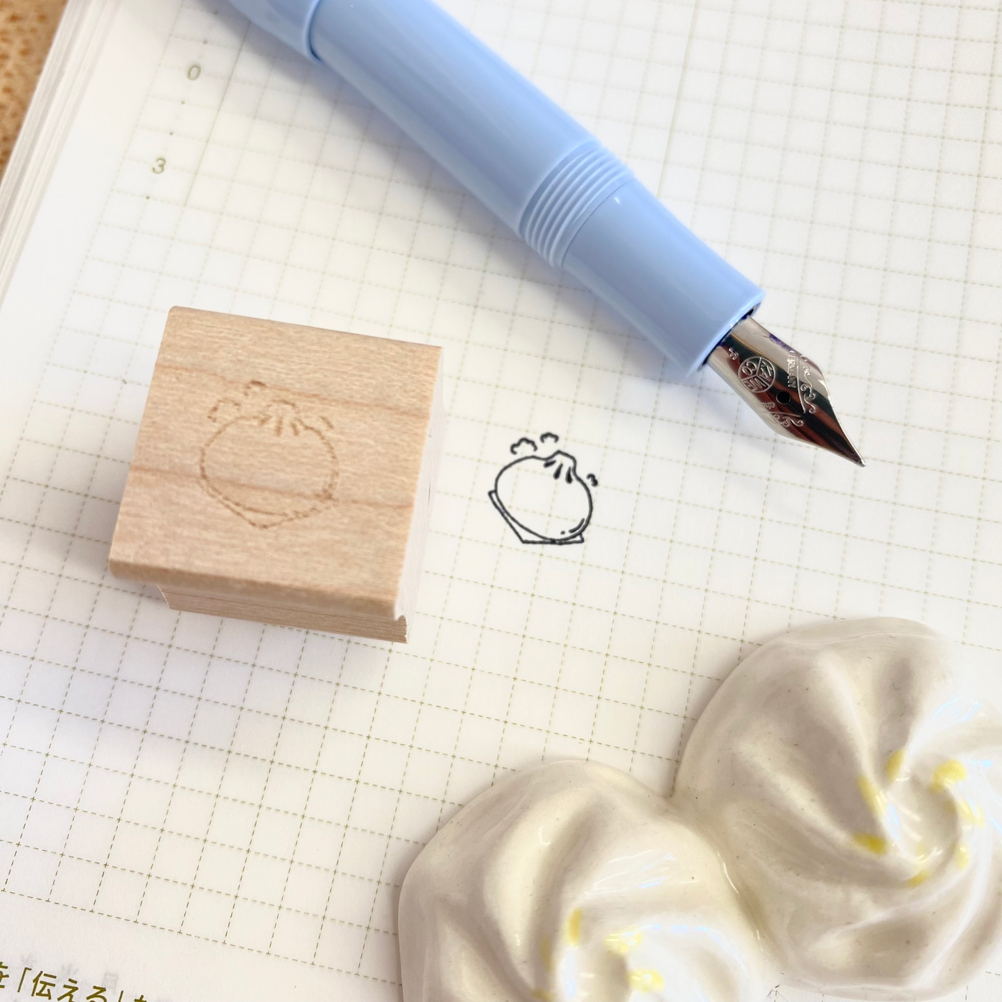 Steamed Bun Wooden Rubber Stamp · Paper Plant Co.