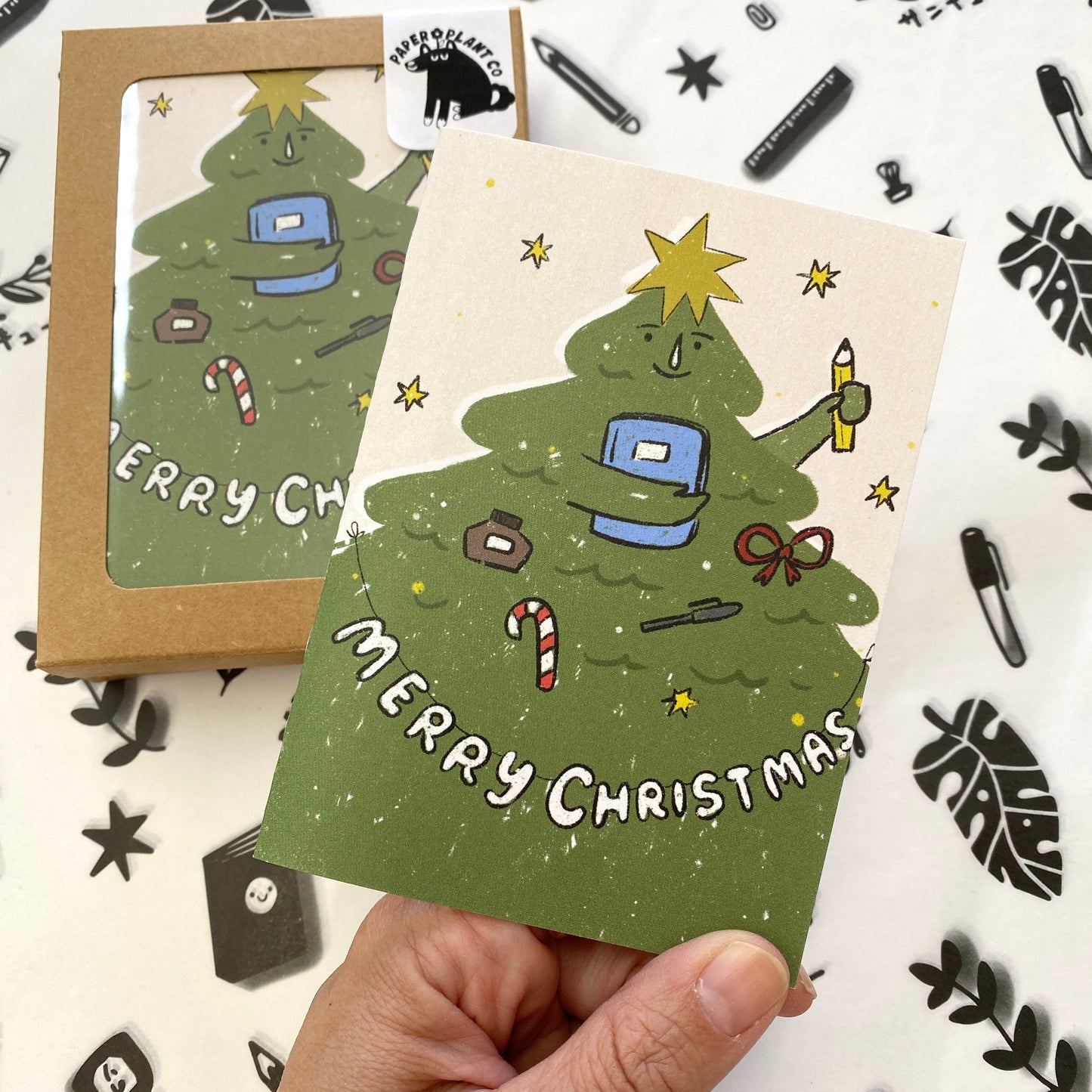 'Merry Christmas' Tree Card Set of 6 - Holiday Cards
