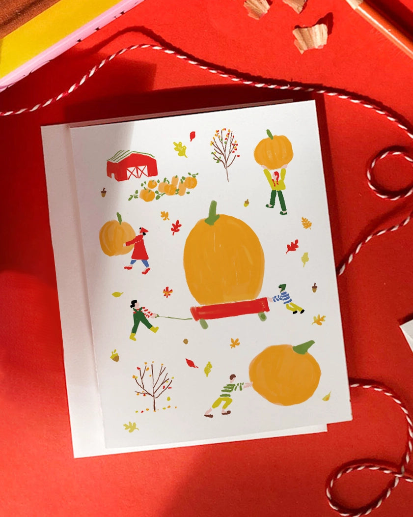 Pumpkin Wagon Timeless Autumn Fall Greeting Card · Karen Schipper