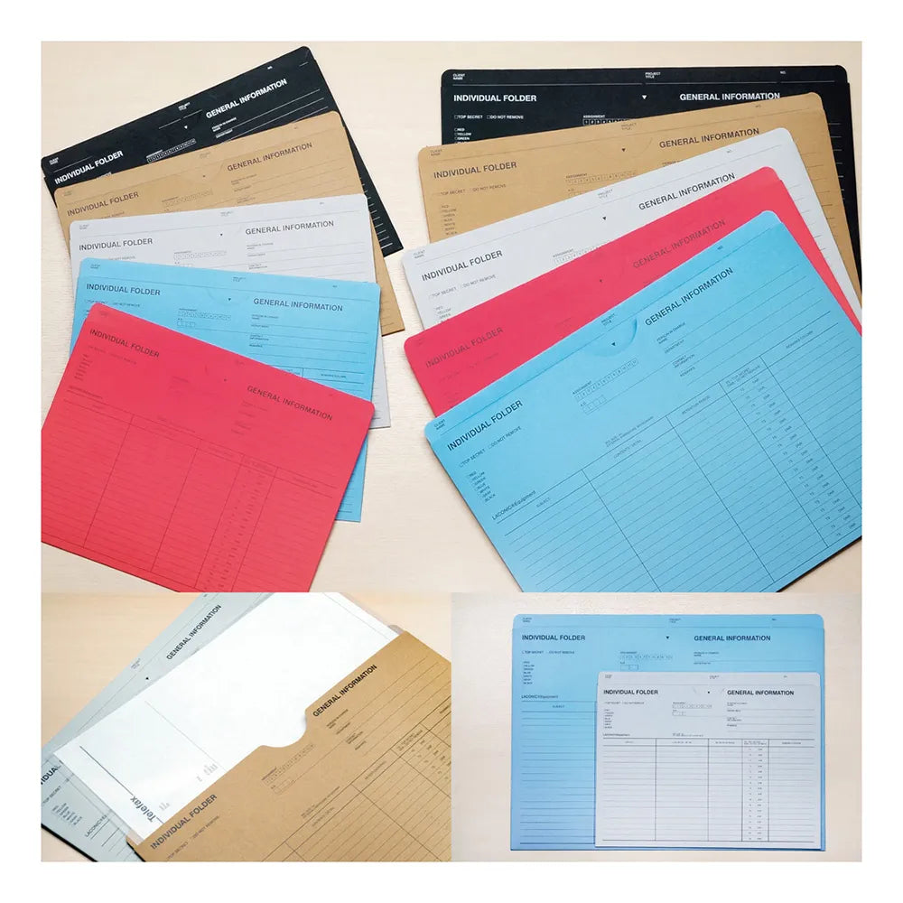 folder folders file organization desk retro black grey gray blue red brown