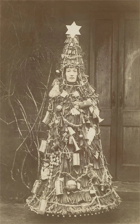 Woman Dress as Christmas Tree / Vintage Image Postcard