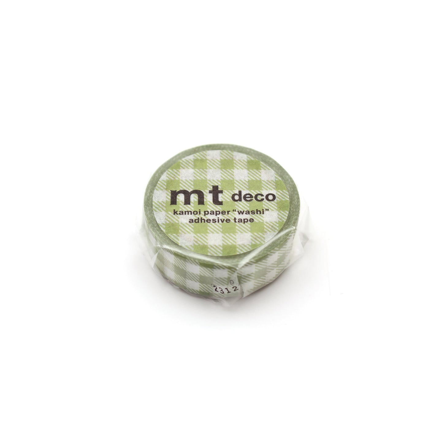 mt deco Washi Tape - Stripe Checkered Light Moss Green
