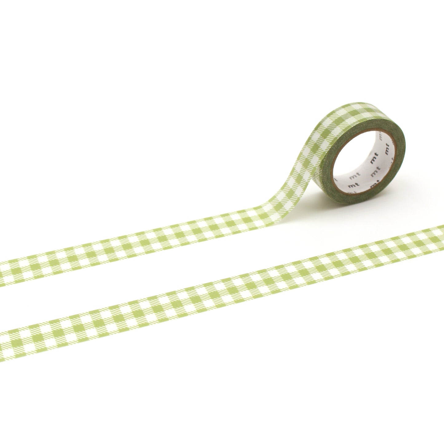 mt deco Washi Tape - Stripe Checkered Light Moss Green