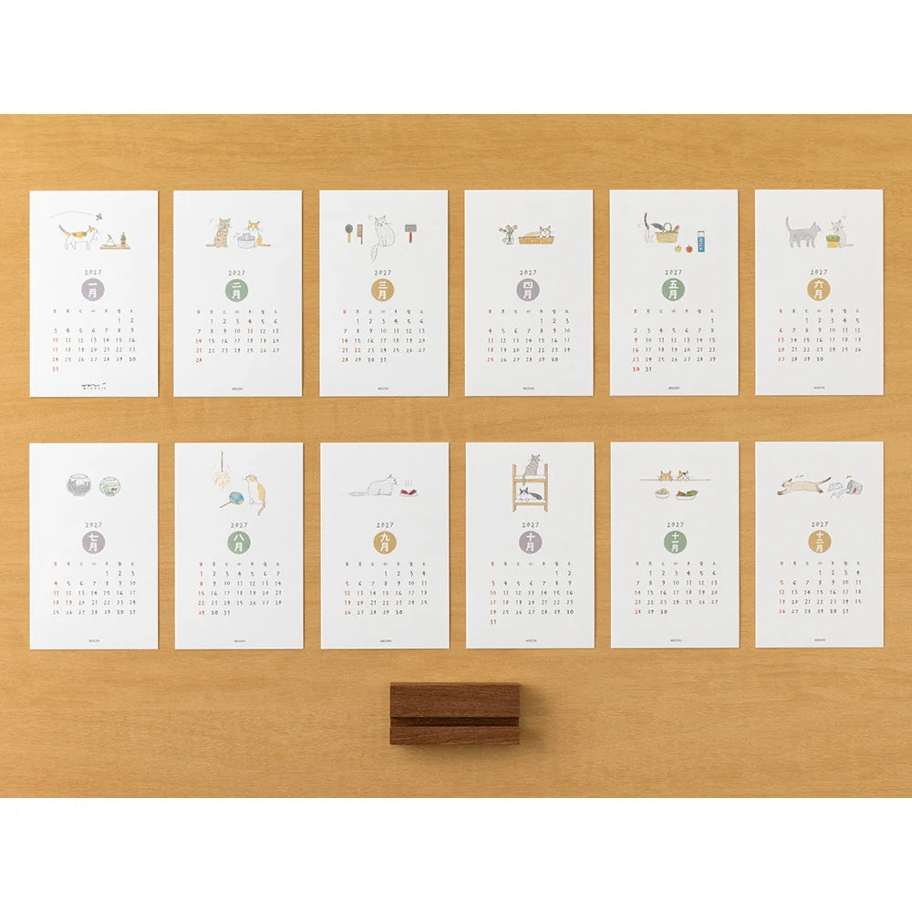 2027 Cat Stand Calendar · Midori