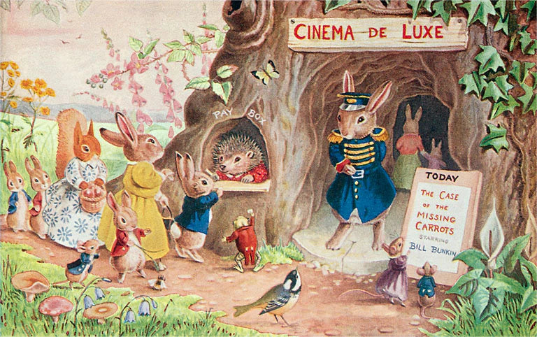 Movie Theater For Rabbits / Vintage Image Postcard