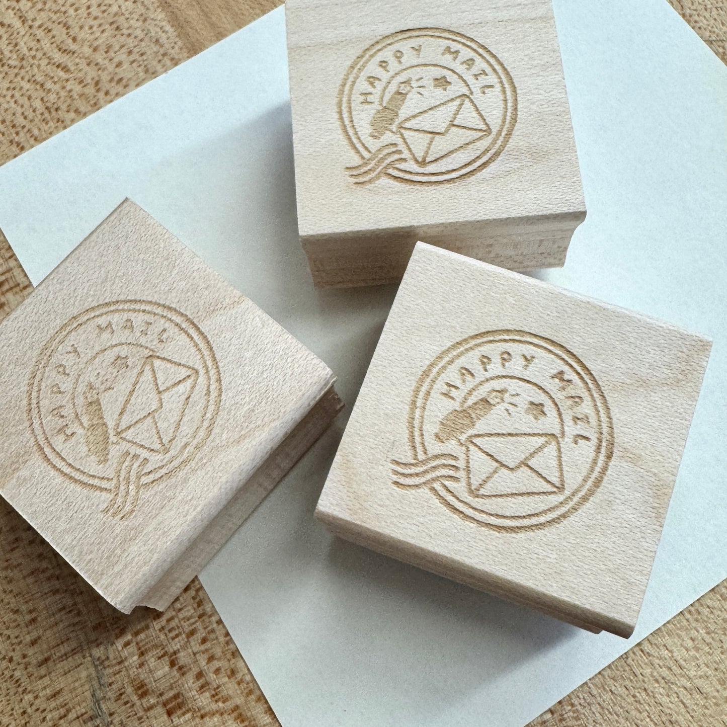 Happy Mail Wooden Rubber Stamp · Paper Plant Co.